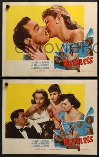 6w611 RUTHLESS 7 LCs 1948 Edgar Ulmer, Zachary Scott kissed by Martha Vickers in one!