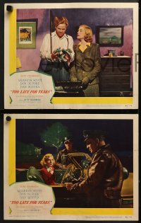 6w866 TOO LATE FOR TEARS 3 LCs 1949 Lizabeth Scott holds gun on Don DeFore & Kristine Miller!