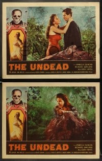 6w734 UNDEAD 5 LCs 1957 Roger Corman, Allison Hayes, terror that screams from the grave!