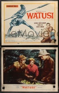 6w527 WATUSI 8 LCs 1959 King Solomon's Mines, George Montgomery & sexy Taina Elg, David Farrar!