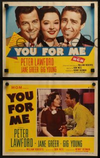 6w540 YOU FOR ME 8 LCs 1952 should pretty Jane Greer marry Peter Lawford or Gig Young, money or love