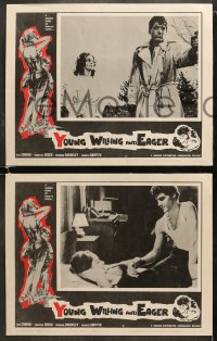 6w628 YOUNG, WILLING & EAGER 7 LCs 1962 sexy Hermione Baddeley, great bad girl border artwork!