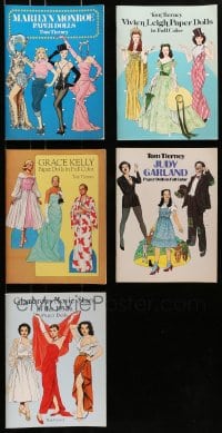 6x058 LOT OF 5 TOM TIERNEY SOFTCOVER PAPER DOLL BOOKS 1970s-1990s Marilyn Monroe, Grace Kelly!