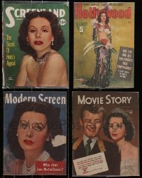 6x213 LOT OF 4 HEDY LAMARR MAGAZINE COVERS 1940s filled with great images & information!