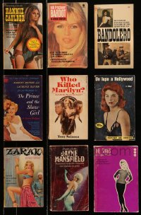 6x062 LOT OF 9 SEXY STARS PAPERBACK BOOKS 1950s-1970s Raquel Welch, Bardot, Marilyn Monroe!