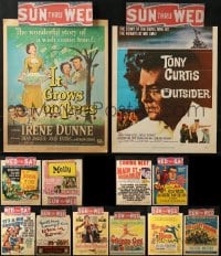 6x037 LOT OF 12 TRIMMED MOSTLY FORMERLY FOLDED WINDOW CARDS 1950s from a variety of movies!