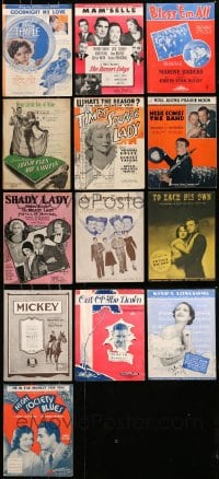 6x244 LOT OF 13 SHEET MUSIC 1910s-1940s great songs from a variety of different movies!
