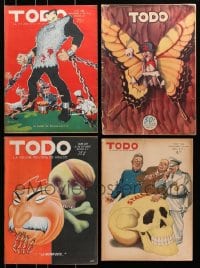 6x008 LOT OF 4 MEXICAN TODO MAGAZINES 1940s-1950s great color cover art including Frankenstein!