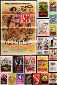 6x142 LOT OF 49 FOLDED KUNG FU ONE-SHEETS 1960s-1980s great images from martial arts movies!