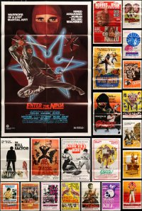 6x139 LOT OF 54 FOLDED KUNG FU ONE-SHEETS 1960s-1980s great images from martial arts movies!