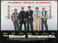 6y507 USUAL SUSPECTS DS British quad 1995 Kevin Spacey with watch, Baldwin, Byrne, Palminteri!
