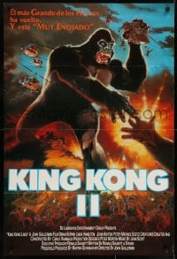 6y012 KING KONG LIVES Colombian poster 1986 art of huge ape attacked by army, King Kong II!