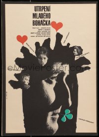 6y165 YOUNG BOHACEK'S SUFFERINGS Czech 11x16 1969 Pavel Landovsky, Fiser artwork of cast!