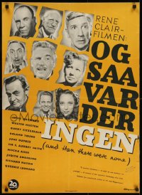 6y039 AND THEN THERE WERE NONE Danish 1950 Walter Huston, Agatha Christie, Rene Clair!