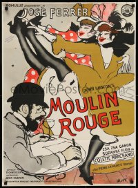 6y044 MOULIN ROUGE Danish 1955 Maggi Baaring art of Jose Ferrer as Toulouse-Lautrec!