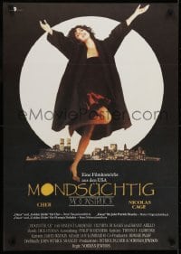 6y306 MOONSTRUCK East German 23x32 1989 Nicholas Cage, Dukakis, Cher in front of NYC skyline!