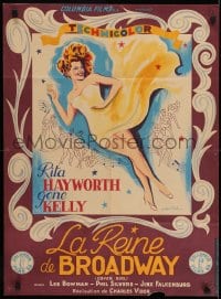 6y354 COVER GIRL French 23x31 1947 different art of Rita Hayworth in flowing outfit by Noel, rare!