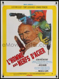 6y381 MEAN FRANK & CRAZY TONY French 24x32 1975 cool art of BAD Lee Van Cleef with gun & drill!