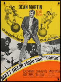 6y407 WRECKING CREW French 23x31 1969 McGinnis art of Dean Martin as Matt Helm with sexy spy babes!