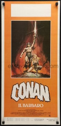 6y859 CONAN THE BARBARIAN Italian locandina 1982 Arnold Schwarzenegger & Bergman by Casaro!