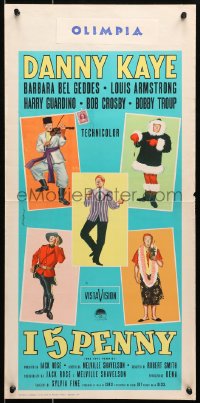 6y886 FIVE PENNIES Italian locandina 1959 Symeoni art of Danny Kaye in lots of wacky outfits!