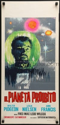 6y888 FORBIDDEN PLANET Italian locandina R1964 different art of Walter Pidgeon in space!