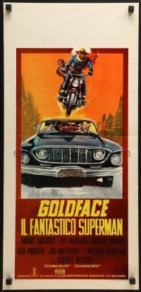6y896 GOLDFACE Italian locandina 1967 Bitto Albertini, different art of golden superhero by Mos!