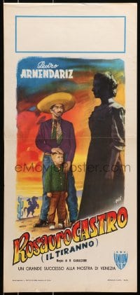 6y957 ROSAURO CASTRO Italian locandina 1950 cowboy western art of Pedro Armendariz by Fiorenzi!