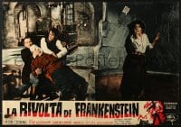 6y817 EVIL OF FRANKENSTEIN Italian 19x27 pbusta 1964 Cushing, Hammer, he's back & no one can stop him!
