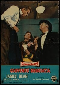 6y820 REBEL WITHOUT A CAUSE Italian 19x27 pbusta 1956 Nicholas Ray, James Dean & Jim Backus!