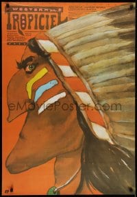 6y709 DER SCOUT Polish 27x39 1983 cool Andrzej Krzysztoforski art of Native American!