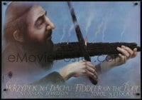 6y715 FIDDLER ON THE ROOF Polish 27x38 R1990 cool artwork of man w/burning fiddle by Walkuski!