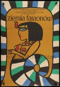 6y644 LAND OF THE PHARAOHS Polish 23x33 1972 different Treutler art of Egyptian Joan Collins!
