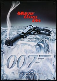6y074 DIE ANOTHER DAY teaser Spanish 2002 Brosnan as James Bond, image of smoking gun melting ice!