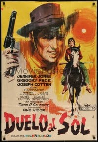 6y075 DUEL IN THE SUN Spanish R1969 different Montalban art of Jennifer Jones & Gregory Peck!