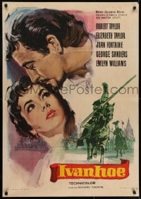 6y080 IVANHOE Spanish R1965 different art of pretty Elizabeth Taylor kissed by Robert Taylor!