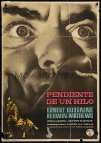 6y084 MAN ON A STRING Spanish 1960 art of Ernest Borgnine, who spent ten years as a counterspy!