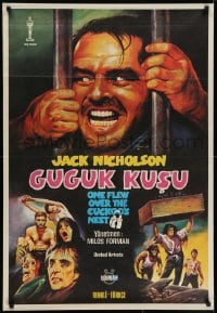 6y019 ONE FLEW OVER THE CUCKOO'S NEST Turkish 1981 Jack Nicholson, wild misleading artwork!