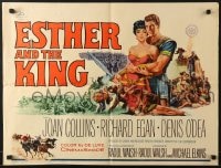 6z622 ESTHER & THE KING 1/2sh 1960 Mario Bava, artwork of sexy Joan Collins & Richard Egan embracing!