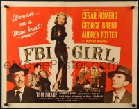 6z631 FBI GIRL 1/2sh 1951 sexy full-length image of Audrey Totter with gun, horizontal title!
