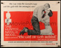 6z653 GIRL HE LEFT BEHIND 1/2sh 1956 romantic image of Tab Hunter about to kiss Natalie Wood!