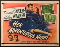 6z680 HER ADVENTUROUS NIGHT 1/2sh 1946 full-length art of Dennis O'Keefe & pretty Helen Walker!