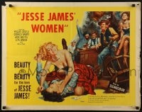 6z706 JESSE JAMES' WOMEN 1/2sh 1954 classic catfight artwork, women wanted him... more than the law