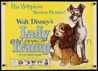 6z735 LADY & THE TRAMP 1/2sh R1962 Disney classic dog cartoon, great images of cast!