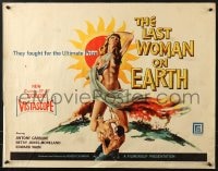 6z738 LAST WOMAN ON EARTH 1/2sh 1960 ultra sexy artwork of near-naked girl & men fighting for her!