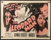 6z744 LEOPARD MAN style A 1/2sh R1952 Tourneur, O'Keefe & Margo are victims of a strange killer!