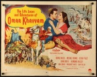 6z748 LIFE, LOVES & ADVENTURES OF OMAR KHAYYAM style A 1/2sh 1957 artwork of Cornel Wilde on horseback!