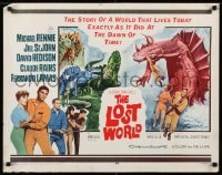 6z759 LOST WORLD 1/2sh 1960 Michael Rennie, really cool dinosaur artwork!