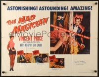 6z770 MAD MAGICIAN style B 2D 1/2sh 1954 Vincent Price, Mary Murphy, sexy Eva Gabor, horror!