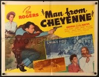 6z778 MAN FROM CHEYENNE style B 1/2sh 1942 Roy Rogers with gun, Sally Payne, George 'Gabby' Hayes!